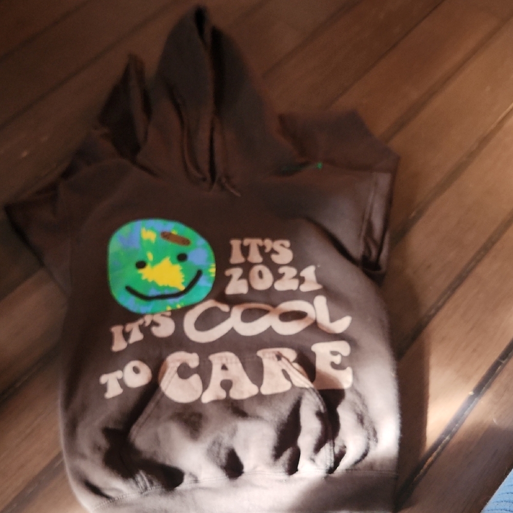 LONELY GHOST Brown Hoodie with Graphic Print